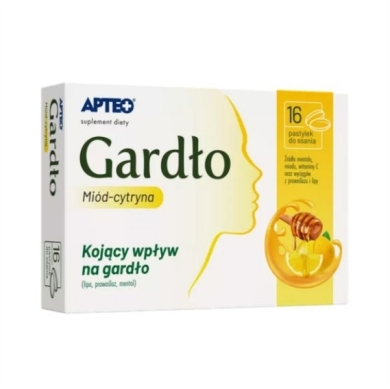 APTEO Gardło miód-cytryna 16 pastylek