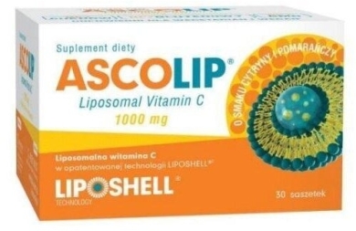 ASCOLIP Liposomal Vitamin C 1000mg smak cytrynowo pomarańczowy 30saszetek