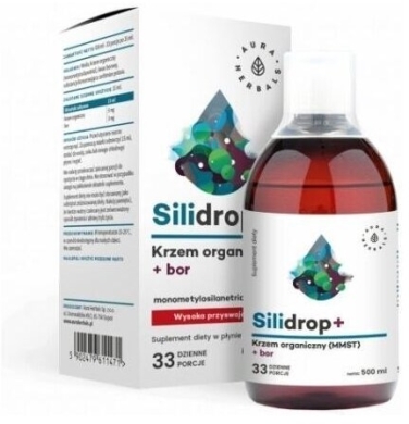 AURA Herbals Silidrop+ - krzem organiczny MMST Silicium G5® + bor płyn 500 ml