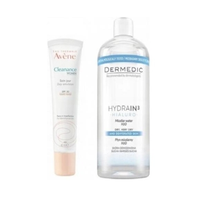 AVENE CLEANANCE WOMEN Emulsja na dzień 40 ml + Dermedic płyn micelarny H2O 100 ml
