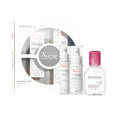 AVENE Zestaw Physiolift krem na dzień 30 ml + krem pod oczy 15 ml + Bioderma Sensibio H20 100 ml