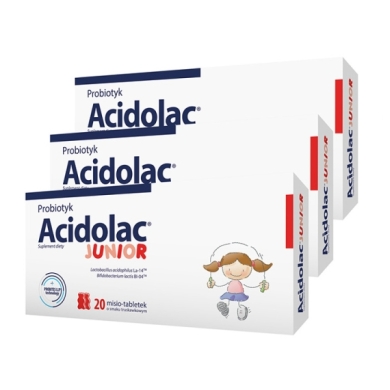  Acidolac Junior Misio-tabletki truskawkowy probiotyk x3