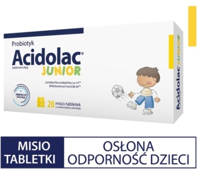 Acidolac Junior o smaku białej czekolady 20 tabletek