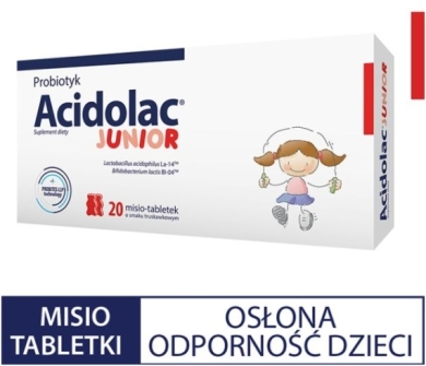 Acidolac Junior o smaku truskawkowym 20 tabletek