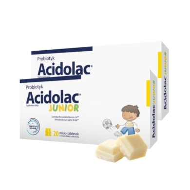 Acidolac Misio-tabletki biała czekolada probiotyk x2