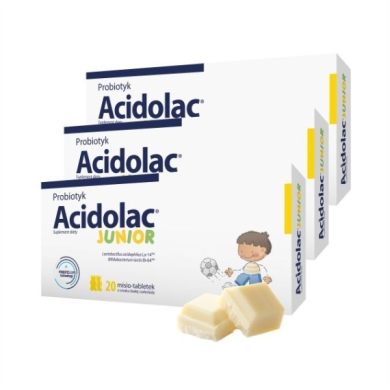 Acidolac Misio-tabletki biała czekolada probiotyk x3