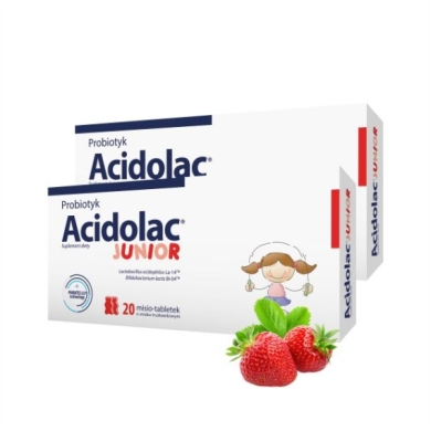 Acidolac Misio-tabletki truskawkowy probiotyk x2