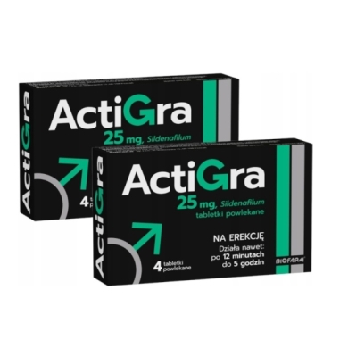 Actigra 25mg 4 tabletki powlekane Wielopak x2