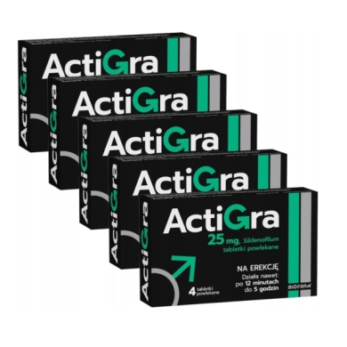 Actigra 25mg 4 tabletki powlekane Wielopak x5