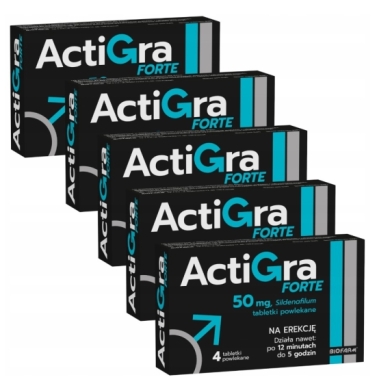 Actigra Forte 0,05g 4 tabletki powlekane Wielopak x5