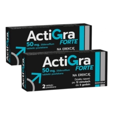 Actigra Forte tabletki powlekane 0,05 g 2 tabletki Wielopak x2