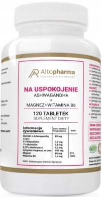 Altopharma Na Uspokojenie Ashwagandha + Magnez + Witamina B6 120 tabletek