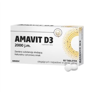 Amavit D3 2000 j.m. tabletki do rozpuszcznia w jamie ustnej  60 sztuk