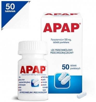 Apap (Paracetamol 500 mg) 50 tabletek