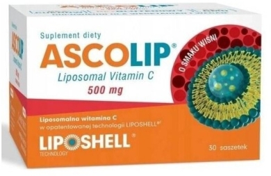 Ascolip Liposomal Witamina C 500 o Smaku Wiśniowym 30 saszetek