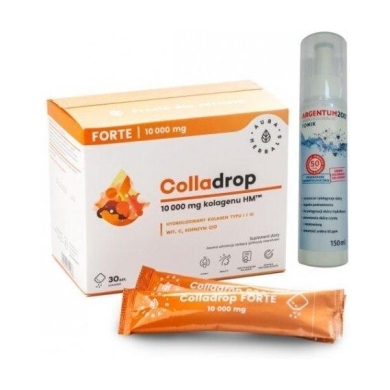 Aura Herbals Colladrop Forte kolagen 10000 mg saszetki 30 sztuk + Argentum200 tonik 50ppm 150 ml