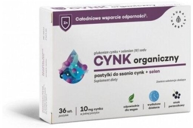 Aura Herbals Cynk organiczny + selen 36 pastylek