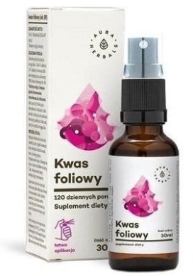 Aura Herbals Kwas Foliowy Witamina B9 Areozol 120 Dawek 30ml