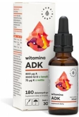 Aura Herbals Witamina A + D3 + K2 mk7 Krople 30 ml 