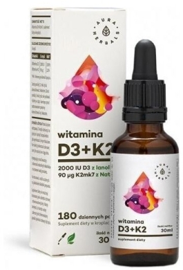 Aura Herbals Witamina D3 2000iu + K2 MK7 90ug Krople 30 ml