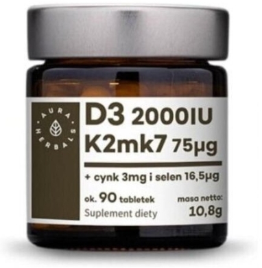 Aura Herbals Witamina D3+ K2 + Cynk + Selen 90 tabletek