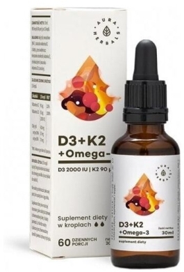Aura Herbals Witamina D3 + K2mk7 + Omega-3 Krople 30ml