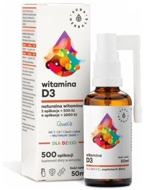 Aura Herbals  Witamina D3 dla dzieci MCT aerozol 50 ml