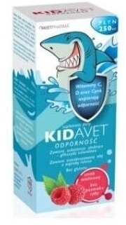 Avet Pharma Kidavet Odporność Płyn Olej z Watroby Rekina Malinowy 250ml