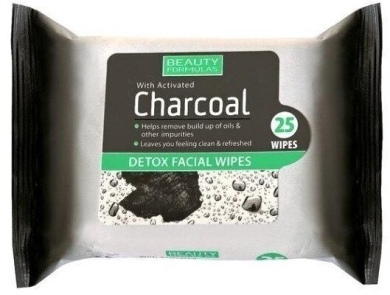 BEAUTY FORMULAS Chusteczki DETOX z aktywnym węglem 25 sztuk