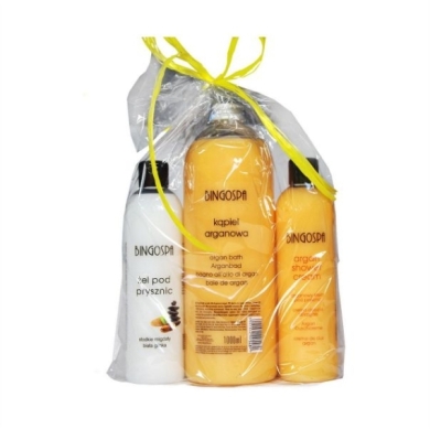 BINGOSPA Zestaw 6 kąpiel arganowa 1000 ml + krem pod prysznic arganowy 300 ml + żel słodkie migdały