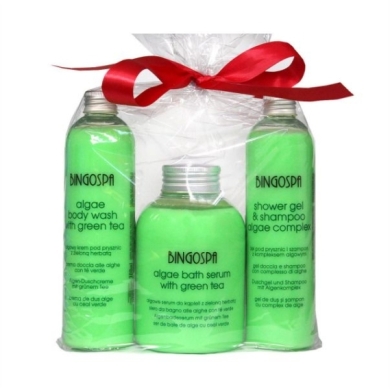 BINGOSPA Zestaw nr 1 szampon z kompleksem algowym+serum zielona herbatal+żel zielelona herbata