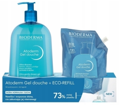 BIODERMA ATODERM Zestaw Gel Douche Żel pod prysznic i do kąpieli 1 l + Eco-Refill 1 l