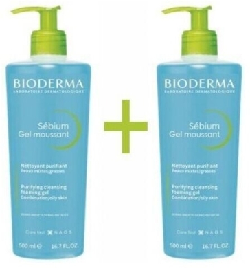 BIODERMA SEBIUM GEL MOUSSANT Zestaw 500 ml + 500 ml