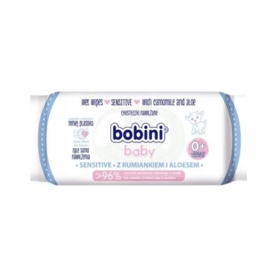 BOBINI BABY Chusteczki higieniczne nawilżane aloes i rumianek 63 sztuki