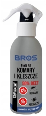 BROS Płyn na komary i kleszcze 50%  DEET 130 ml