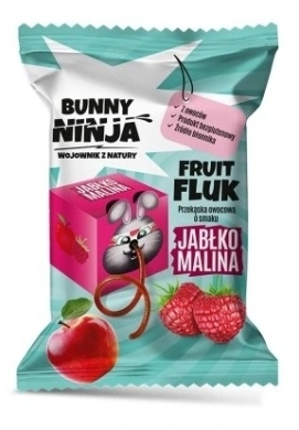 BUNNY NINJA FRUIT FLUK  Przekąska owocowa bez cukru jabłko-malina 15g