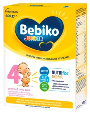 Bebiko Junior 4 odżywcza formuła na bazie mleka dla dzieci powyżej 2. roku życia 600 g