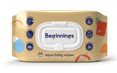 Beginnings chusteczki nawilżane spłukiwalne 64 sztuk