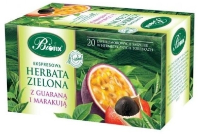 Bifix herbata zielona z guaraną i marakują 20 saszetek