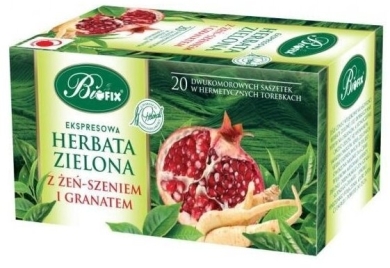Bifix herbata zielona z żeń-szeniem i granatem 20 saszetek