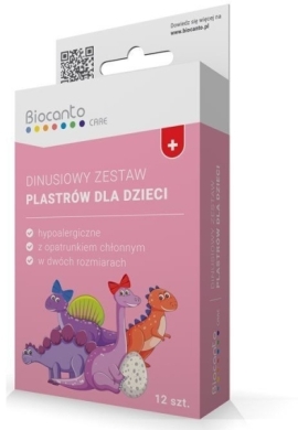 Biocanto Dinusiowy Zestaw Różowych Plastrów dla dzieci 12 sztuk 