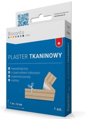 Biocanto Plaster tkaninowy z opatrunkiem 1m x 6cm 