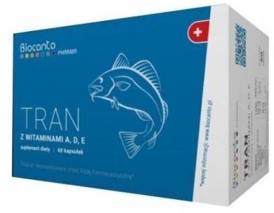 Biocanto Tran z Witaminami A, D, E 60 kapsułek