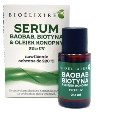 Bioelixire Serum Baobab, Biotyna i Olejek konopny Filitr UV 20 ml