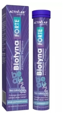 Biotyna Forte Activlab smak pomarańczowy 20 tabletek musujących