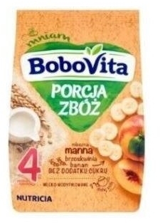 BoboVita Porcja Zbóż Kaszka mleczna manna bananowo brzoskwiniowa 210 g