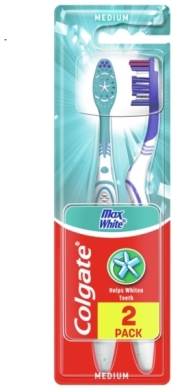 COLGATE MAX WHITE Szczoteczka do zębów średnia 2 sztuki