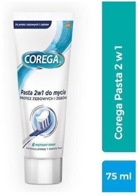 COREGA Pasta 2w1 do mycia protez zębowych i zębów 75 ml