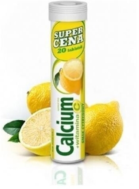 Calcium 300 Wapno + Witamina C 20 tabletek musujących Smak Cytrynowy