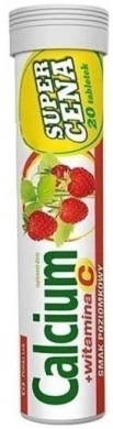 Calcium + Witamina C Smak Poziomkowy 20 tabletek musujących